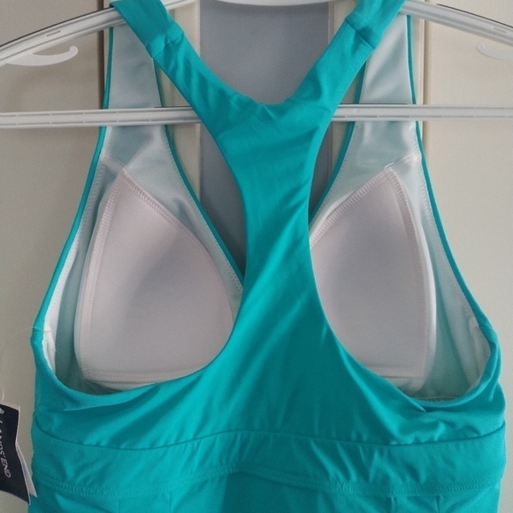 Land's End Sporty Racer back Straps Capri Aqua Tankini Swim Top 4 - Picture 4 of 11